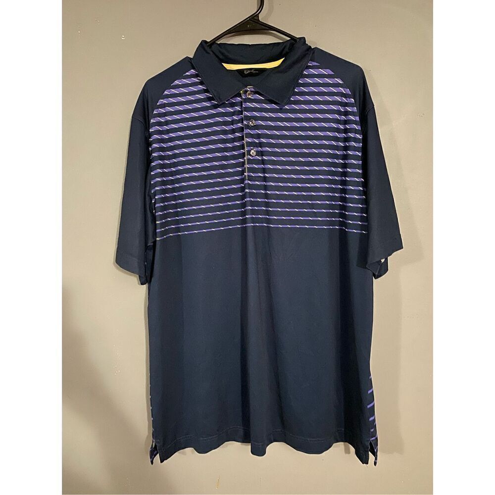Walter Hagen Navy Striped Polo Size Large